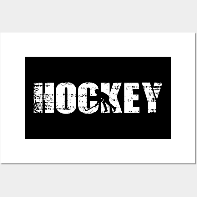 Distressed Look Hockey Gift For Hockey Players Wall Art by OceanRadar